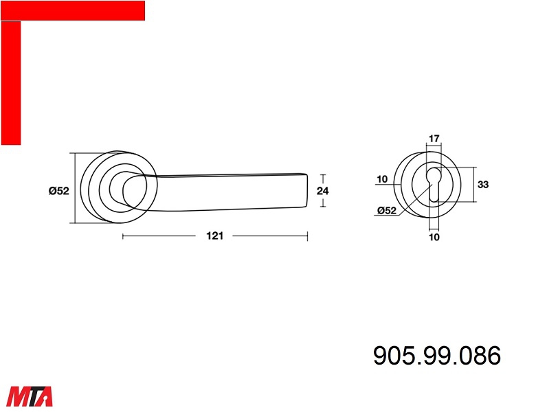 Bộ khóa cửa Bauma Hafele BM055 MSP 911.84.110 tay gạt phân thể