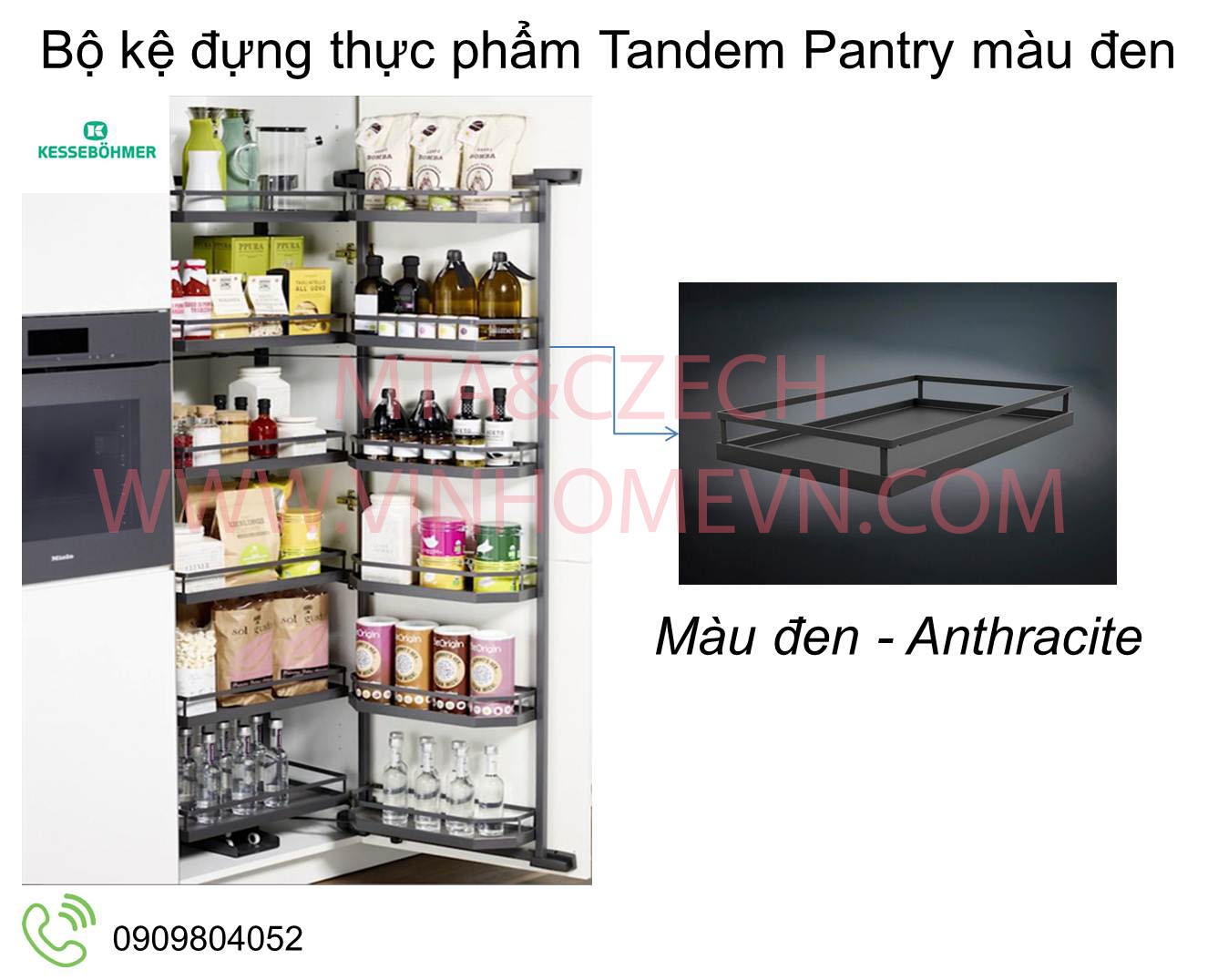 Bộ kệ đựng thực phẩm Tandem Pantry màu đen 3 khay 545.93.436