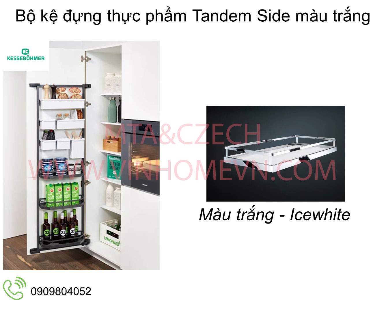 Bộ kệ đứng thực phẩm Tandem Side màu trắng 3 khay MSP 545.02.212