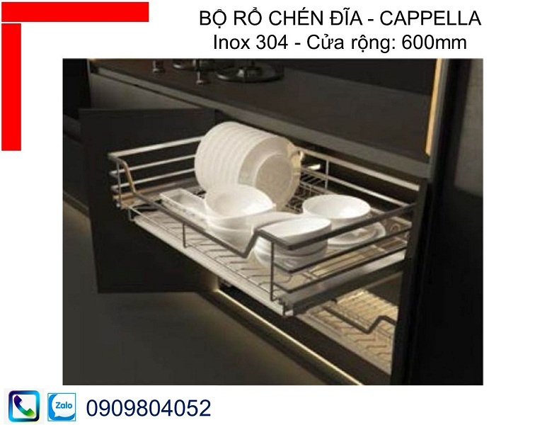 Gía để bát đĩa Cucina Hafele 549.08.144 inox 304 tủ rộng 600mm
