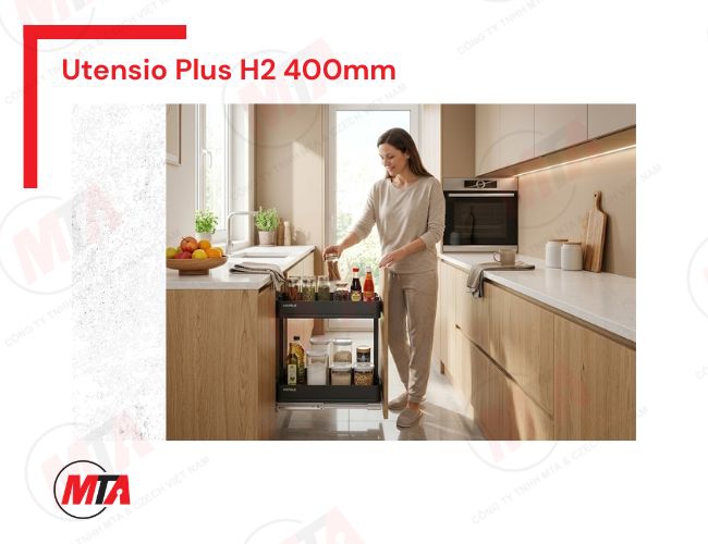Kệ gia vị Hafele UTENSIO Plus H2 Base Unit 545.14.324 - Kệ kéo 2 tầng cho tủ bếp dưới rộng 400mm