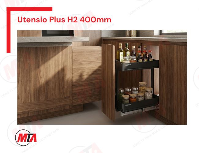 Kệ gia vị Hafele UTENSIO Plus H2 Base Unit 545.14.324 - Kệ kéo 2 tầng cho tủ bếp dưới rộng 400mm