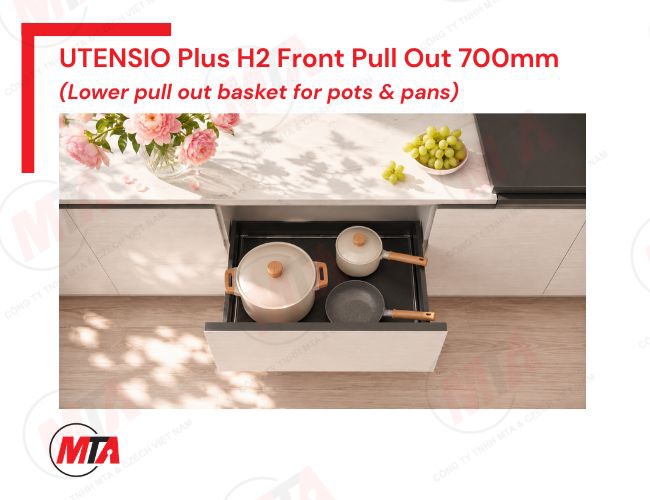 Rổ kéo xoong nồi Hafele UTENSIO Plus H2 Front Pull Out 545.14.308 - Phụ kiện tủ dưới 700mm