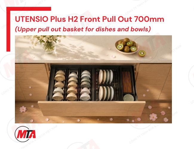 Rổ kéo cho bát đĩa Hafele UTENSIO Plus H2 Front Pull Out 545.14.307 - Phụ kiện tủ dưới 700mm