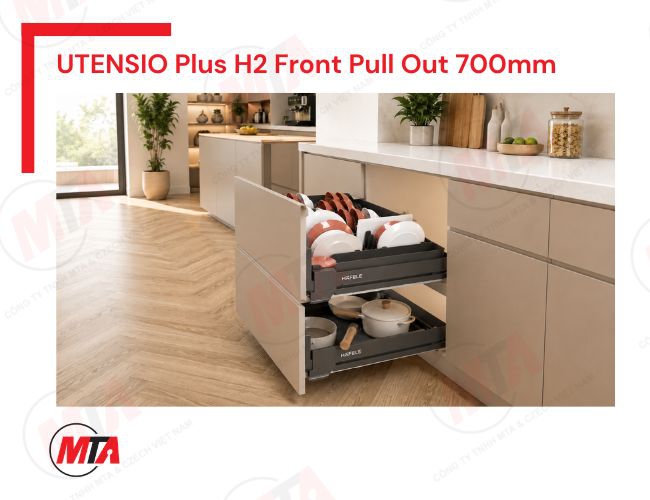 Rổ kéo cho bát đĩa Hafele UTENSIO Plus H2 Front Pull Out 545.14.307 - Phụ kiện tủ dưới 700mm
