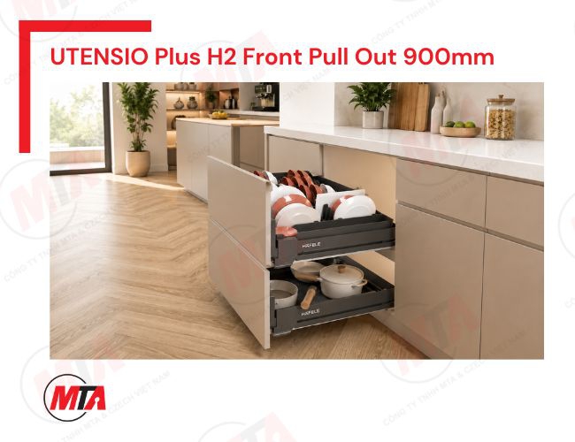 Rổ kéo cho bát đĩa Hafele UTENSIO Plus H2 Front Pull Out 545.14.311 - Phụ kiện tủ dưới 900mm
