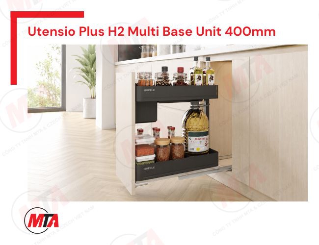 Kệ gia vị Hafele UTENSIO Plus H2 Multi Base Unit 545.14.302 - Kệ kéo 2 tầng cho tủ bếp dưới rộng 400mm