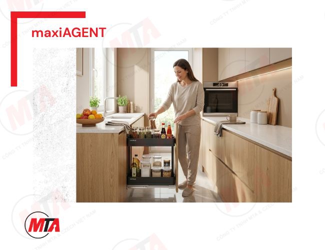 Kệ gia vị Hafele maxiAGENT MSP 545.14.323 - Kệ kéo 2 tầng cho tủ bếp dưới rộng 300mm