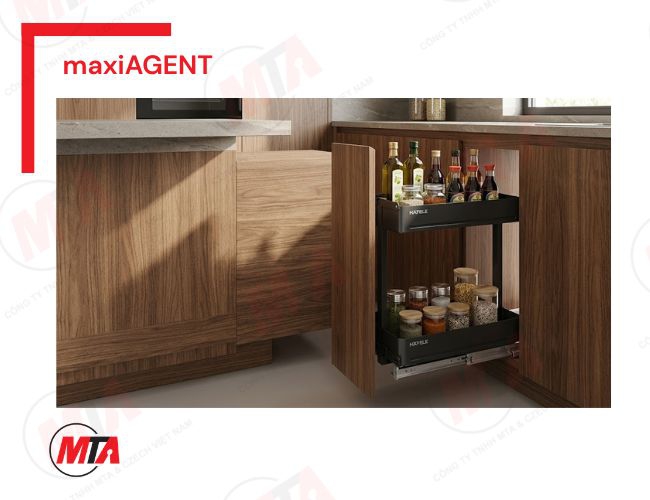 Kệ gia vị Hafele maxiAGENT MSP 545.14.324 - Kệ kéo 2 tầng cho tủ bếp dưới rộng 400mm