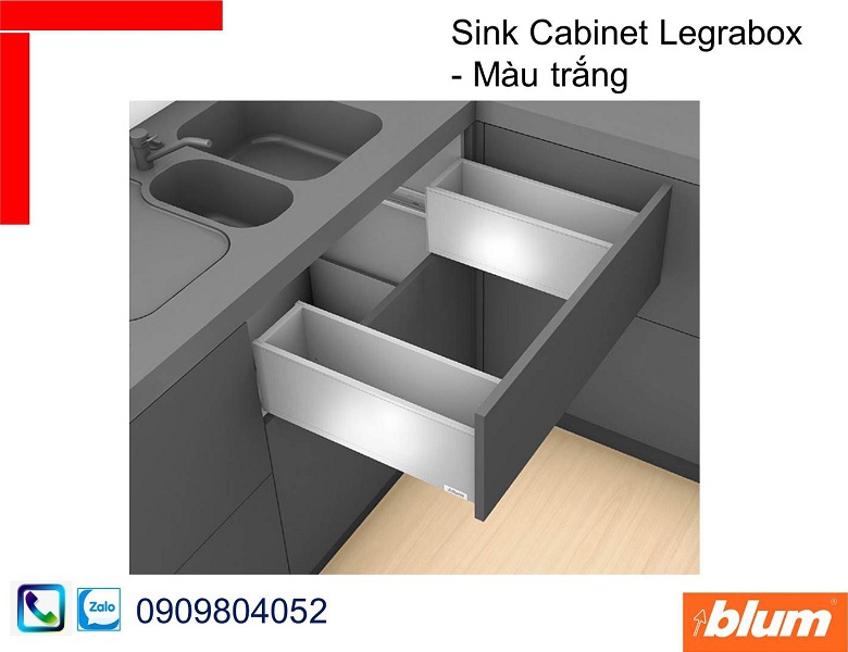 Ngăn kéo chậu rửa Blum Sink Cabinet Legrabox màu trắng