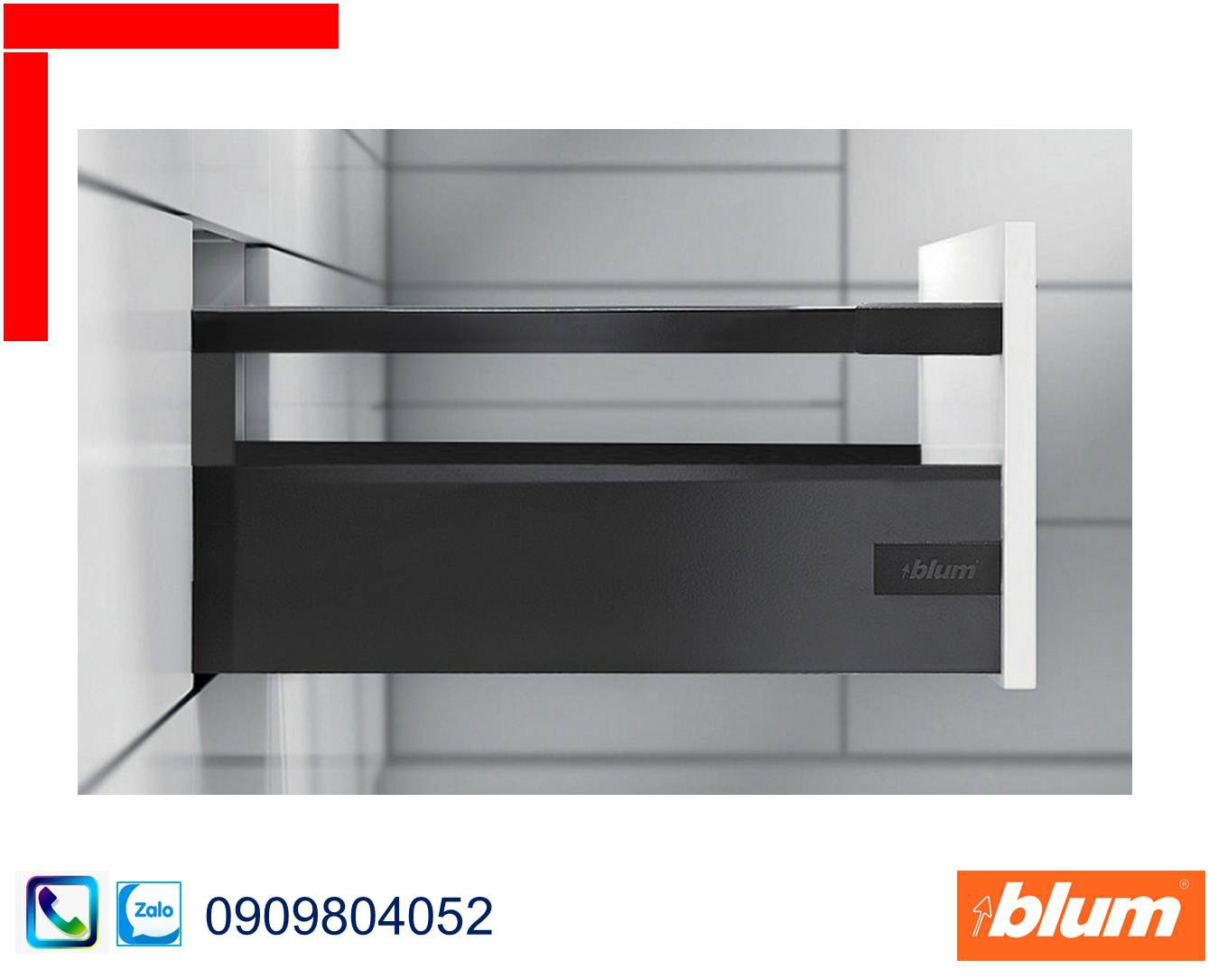 Ray hộp Blum X3 Antaro màu đen có thanh nâng cấp chiều cao 205mm