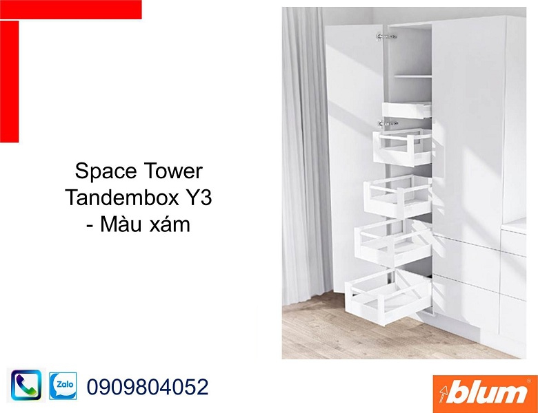 Tủ thực phẩm Blum Space Tower Tandembox Y3 màu xám