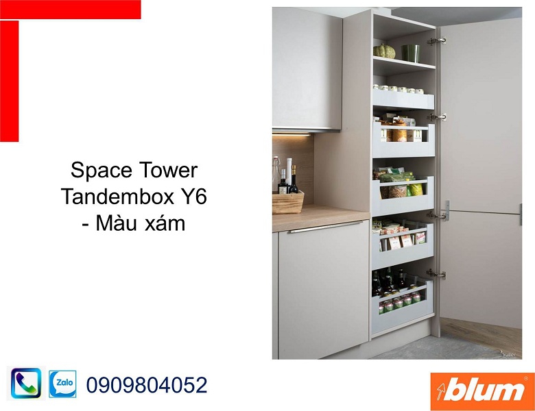 Tủ thực phẩm Blum Space Tower Tandembox Y6 màu xám