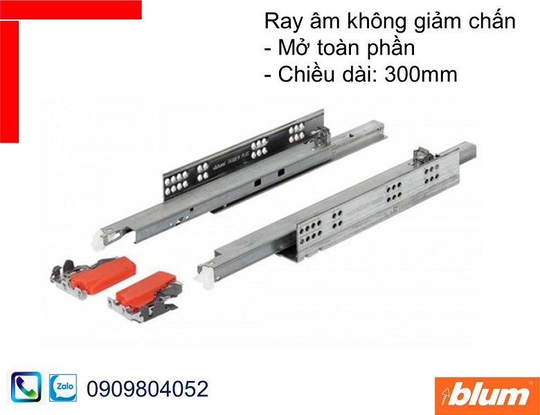 Ray trượt Blum 560H3000C Tandem không giảm chấn mở toàn phần chiều dài 300mm
