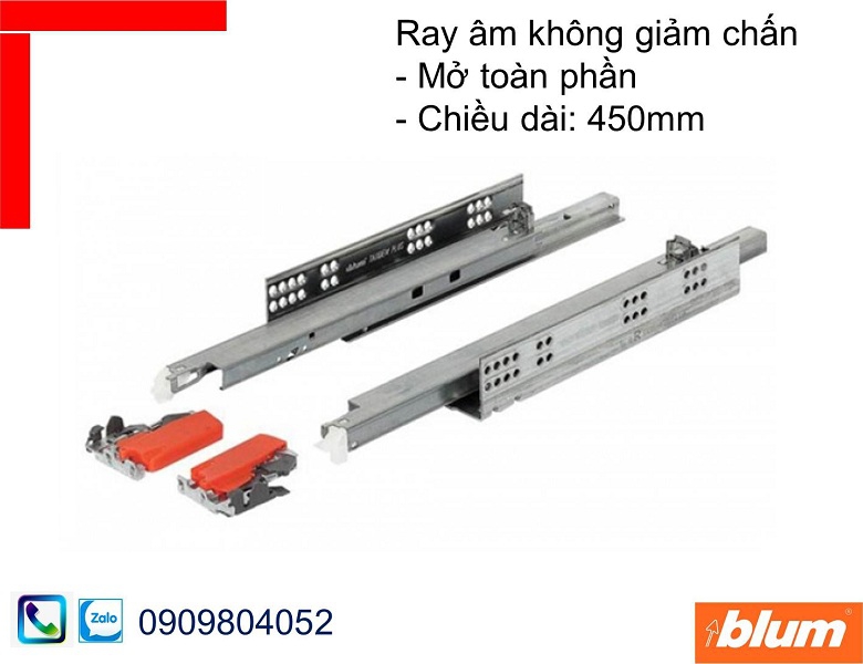 Ray trượt Blum 560H4500C Tandem không giảm chấn mở toàn phần chiều dài 450mm