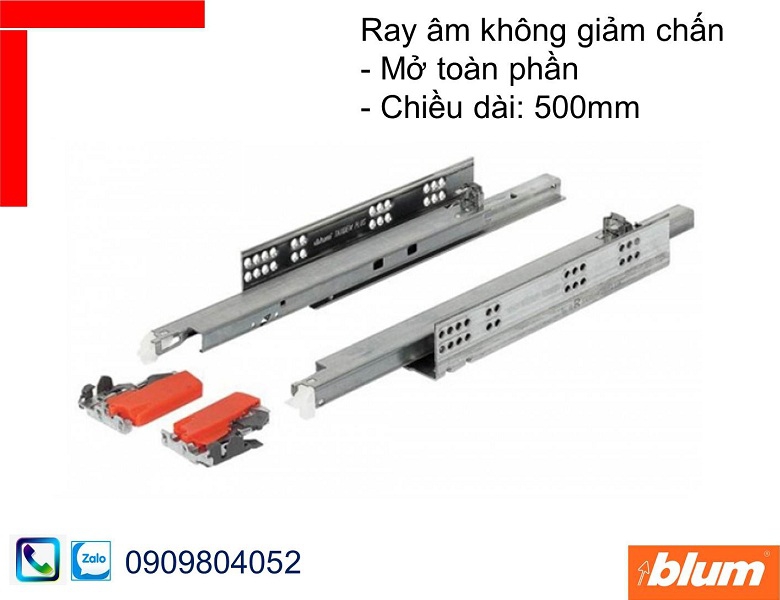 Ray trượt Blum 560H5000C Tandem không giảm chấn mở toàn phần chiều dài 500mm