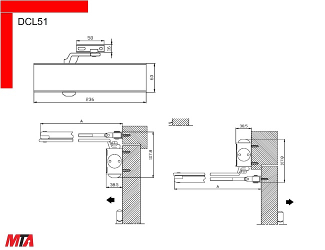 Tay đẩy hơi Hafele DCL51 MSP 931.84.829 cửa rộng 1250mm năng 100 kg không giữ cửa