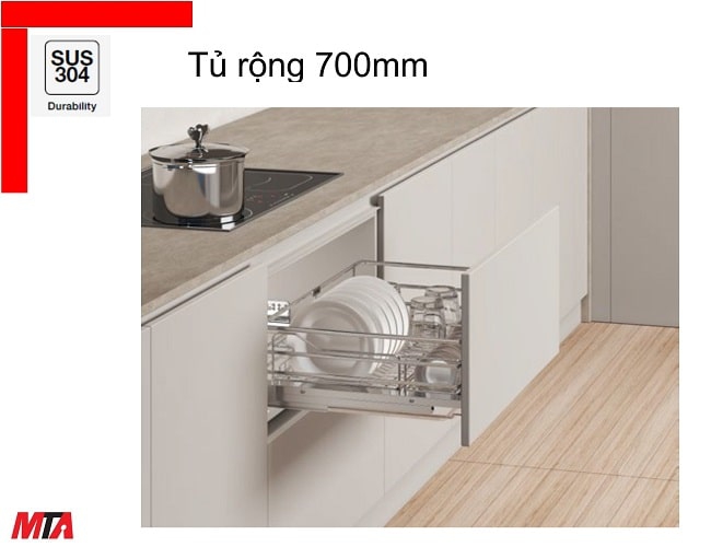 Kệ úp bát đĩa inox Hafele Kosmo 549.04.045 dòng Kason flex tủ 700mm nan oval