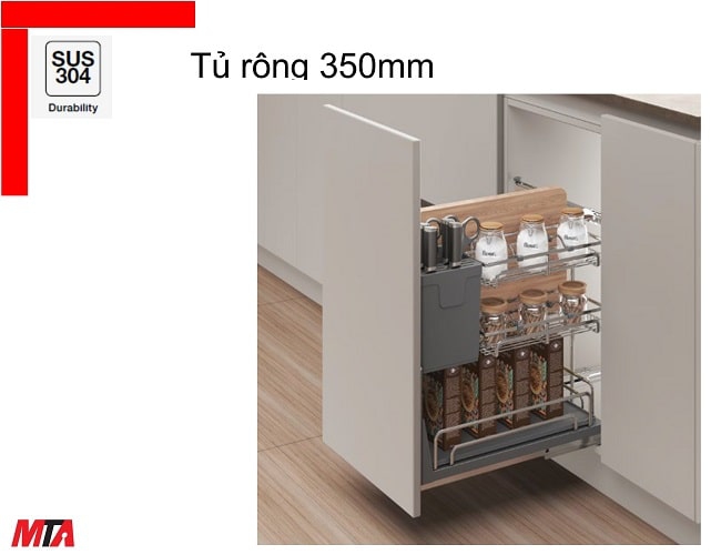 Kệ gia vị dao thớt inox 304 Hafele kosmo-P 549.11.004 dòng Omero multi tủ 350mm