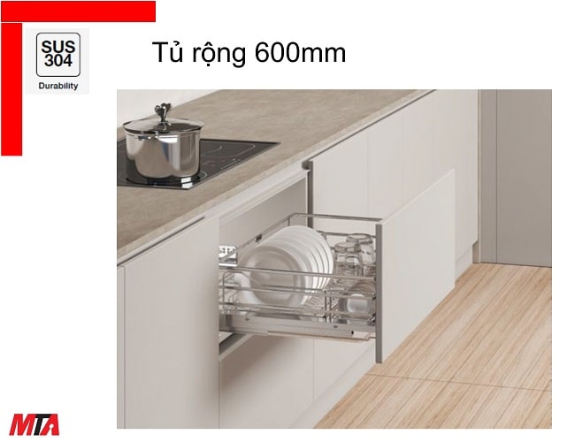 Kệ úp bát đĩa inox Hafele Kosmo 549.04.044 dòng Kason flex nan oval tủ rộng 600mm