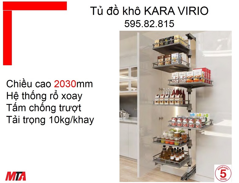 Tủ đồ khô Kosmo Hafele 595.82.815 Kara Vario tủ cao 2030mm