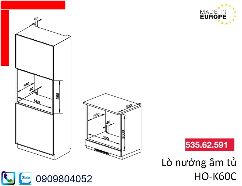 Lò nướng âm tủ Hafele HO-K60C MSP 535.62.591 dung tích 77 lít