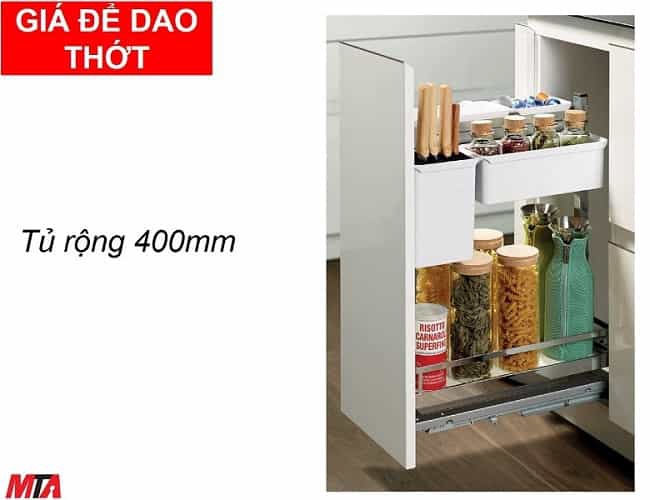 Giá dao thớt Hafele 545.11.573 màu trắng tủ rộng 400mm