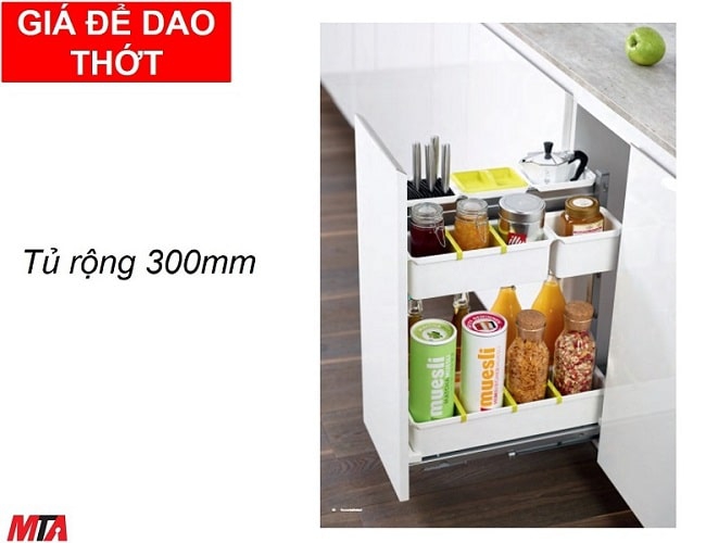 Giá dao thớt Hafele 545.11.762 màu trắng tủ rộng 300mm