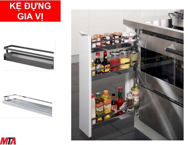 Kệ gia vị hafele 545.61.029 màu trắng 3 tầng tủ rộng 150mm