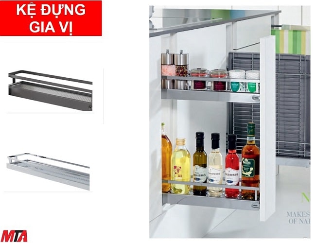 Kệ gia vị hafele 549.24.620 màu đen 2 tầng tủ rộng 150mm