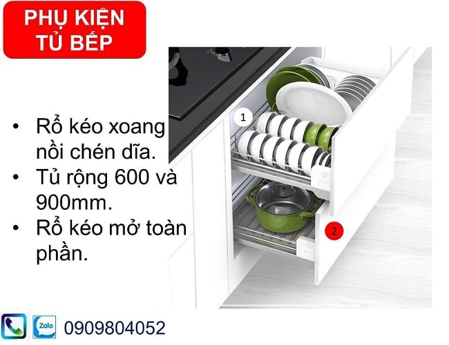 Phụ kiện tủ bếp Hafele 545.14.956 rổ kéo úp xoong nồi tủ rộng 600mm