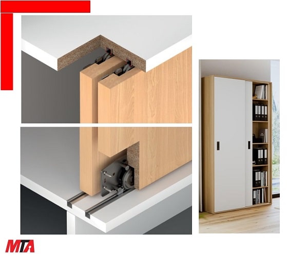 Bộ ray cửa lùa hafele F-LINE 18 50A MSP 401.30.016 cho tủ áo trượt thẳng lắp lọt lòng