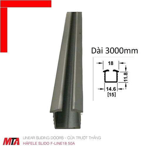 Ray cửa trượt hafele F-Line 18 50A 401.30.610 dài 3000 mm